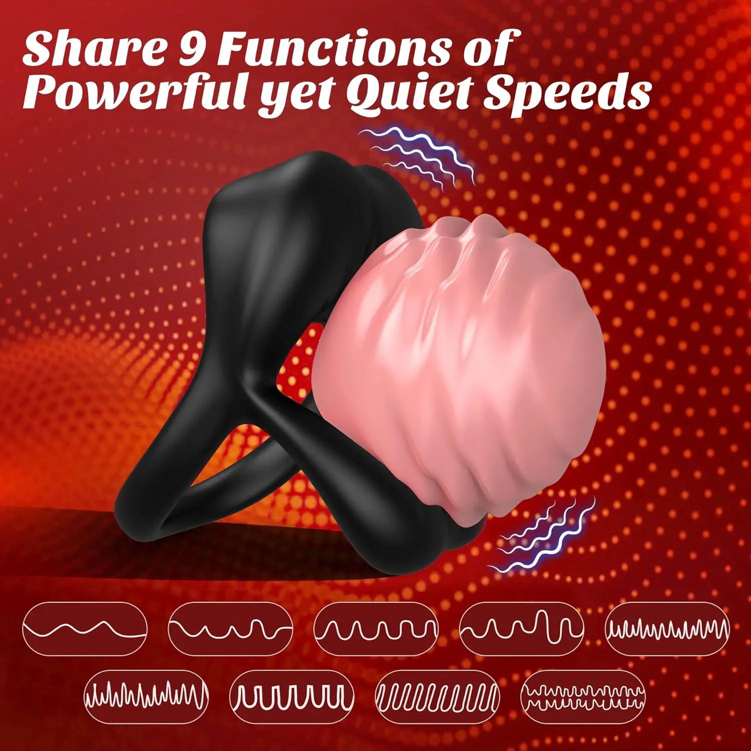 Вибрирующее кольцо на член с сексуальным стимулятором клитора для губ
