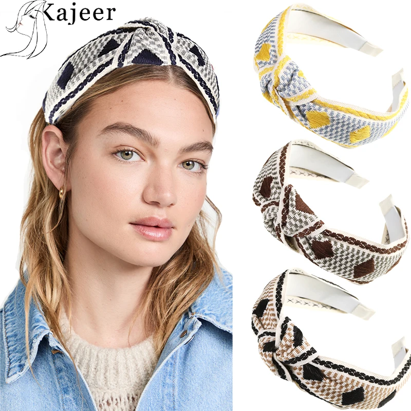 

Kajeer New Vintage Knitting Headbands Knotted Wide Hairband Hair Accessories for Women Girls Fashion Headdress Hair Hoop