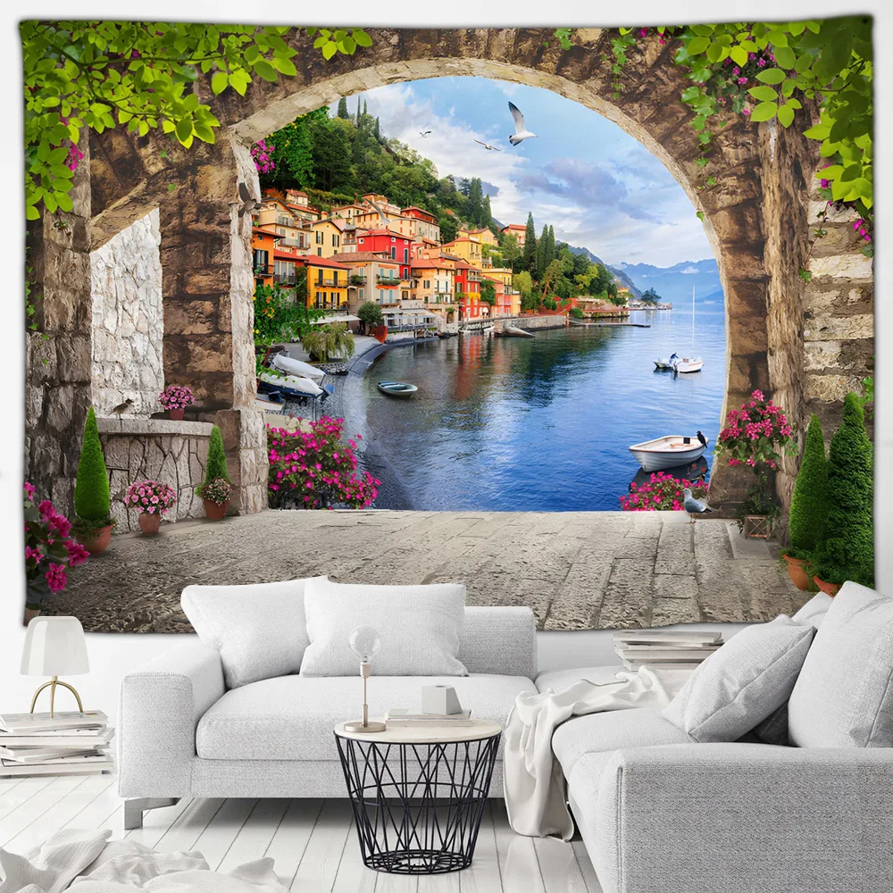 Италия приморский город искусственные розовые цветы озеро лебедь европейский