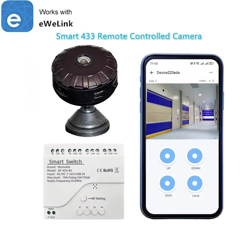 

EWelink Smart RF 433МГц 4-канальный контроллер для гаражных ворот с камерой mumubiz