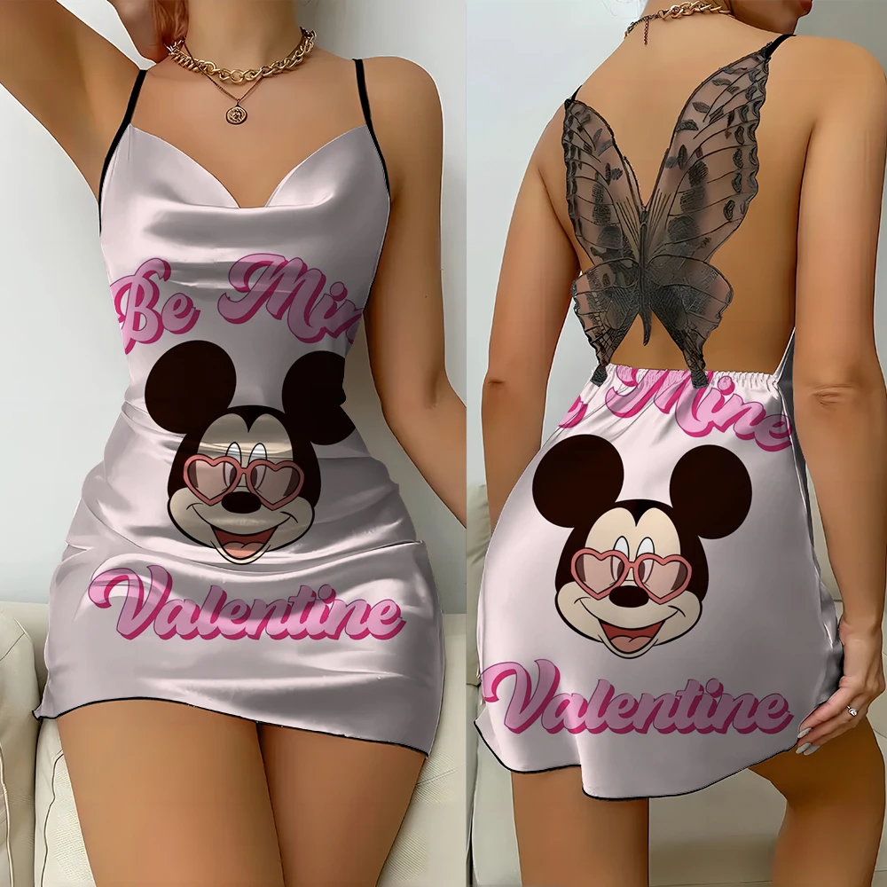 Модное кружевное платье на бретелях с Микки Маусом в новом стиле модная