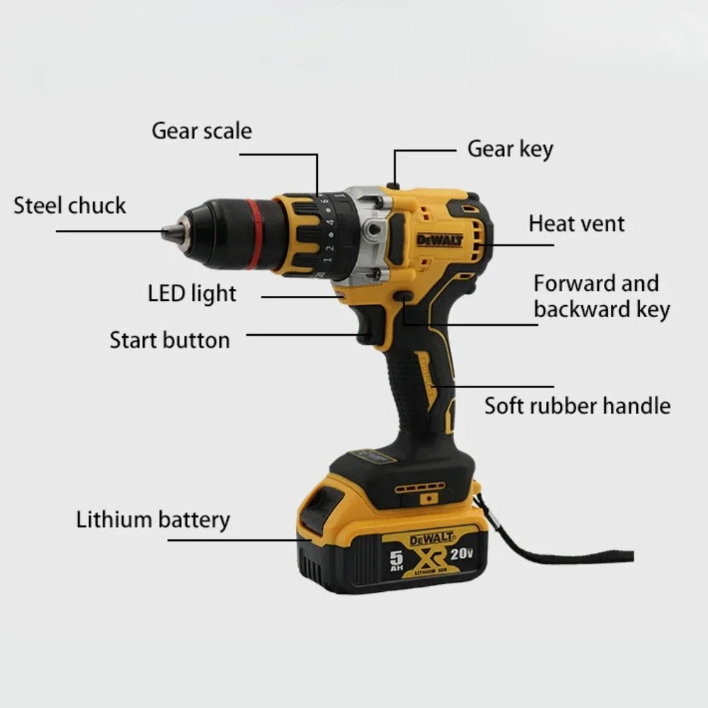 Компактная аккумуляторная дрель DEWALT бесщеточная отвертка многофункциональный