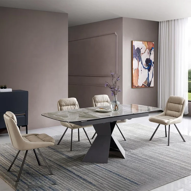 

First Class Quality Sintered Stone Nordic Extension Round Dining Table Ceramic Luxury Set