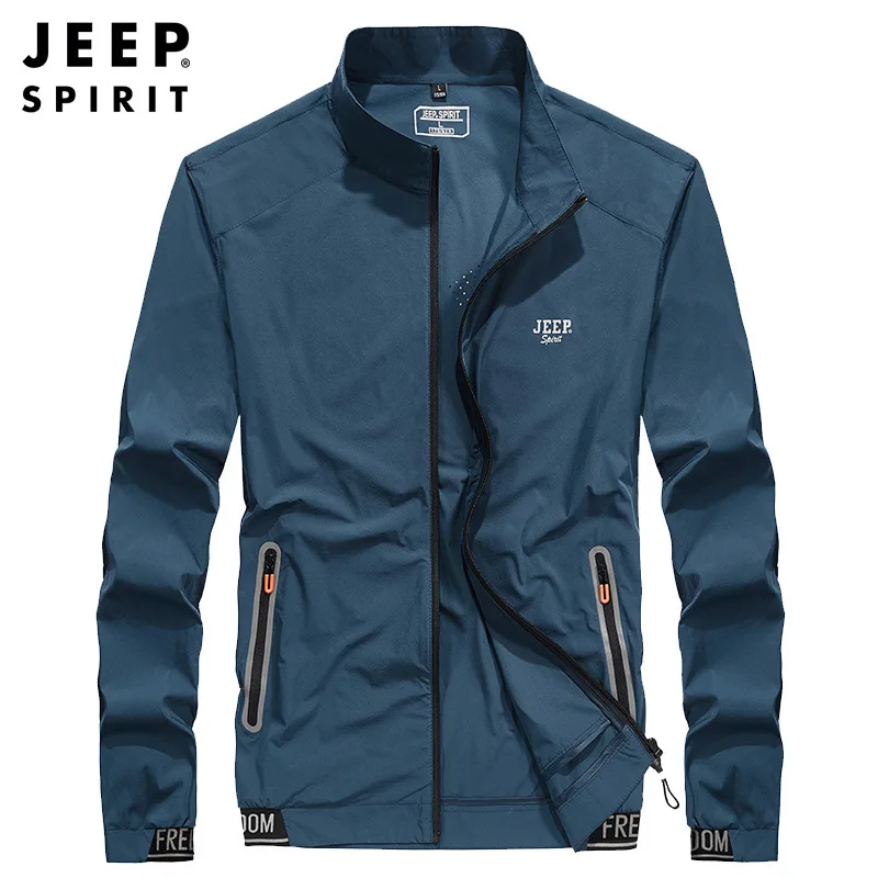 

JEEP SPIRIT Summer Skin Clothing Casual Sports Men's Fashion Stand-up Collar Anti-ultraviolet Sunscreen Quick-drying Thin Coat