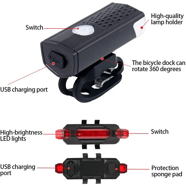Велосипед светильник набор USB Перезаряжаемые 300 люмен MTB велосипеда лампы спереди