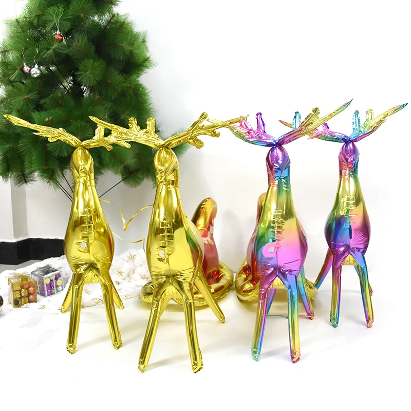 

Merry Christmas 3D Standing Elk Sleigh Balloons Set Series Modeling Aluminum Film Balloon Christmas Decor For Home Xmas Ornament