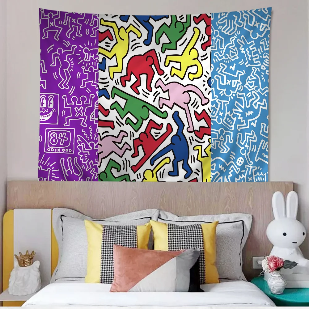 K-Keiths-Harings DIY Wall Tapestry Art Science Fiction Room Home Decor