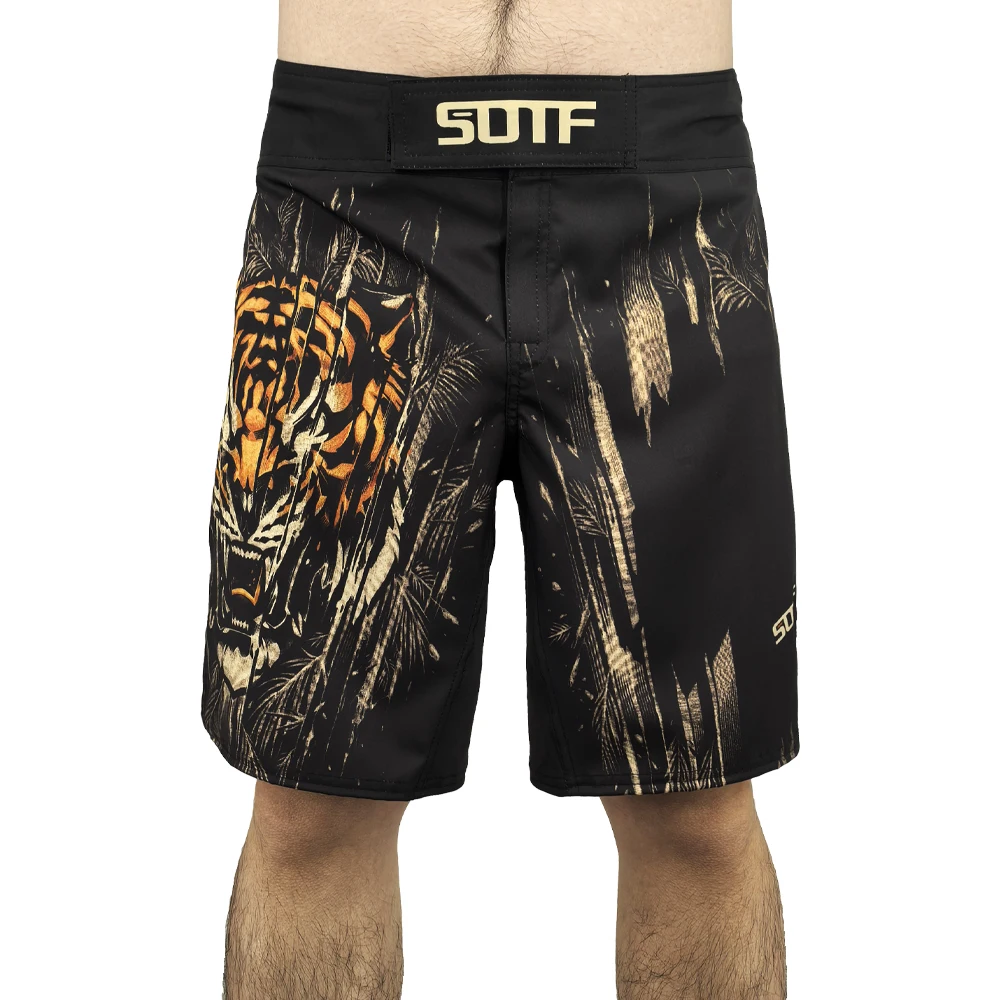 Фото Боксерские шорты SOTF MMA для взрослых с принтом змеи и красным геометрическим узором, для тайского бокса, ММА, Санда, спортивная одежда №5