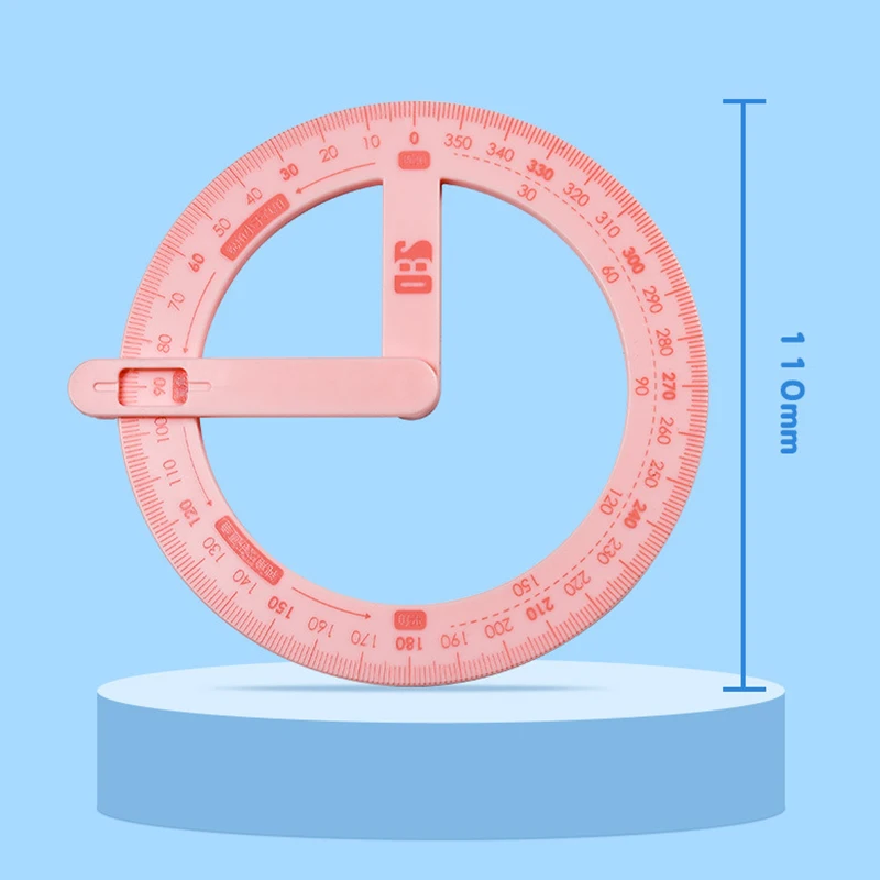 1 шт. транспортир на 360 градусов студенческий угловой считыватель учебные пособия