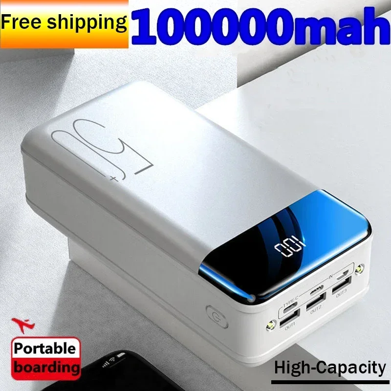 

2023 New universal 5V 2.1a fast charging, 100000mAh, large capacity charging station fast charging mobile power supply