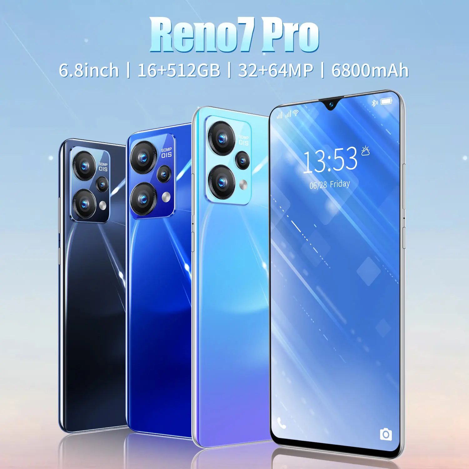 Новинка 2022 разблокированный смартфон RENO7PRO 4G 16 ГБ 512 сотовый телефон на базе Android 11