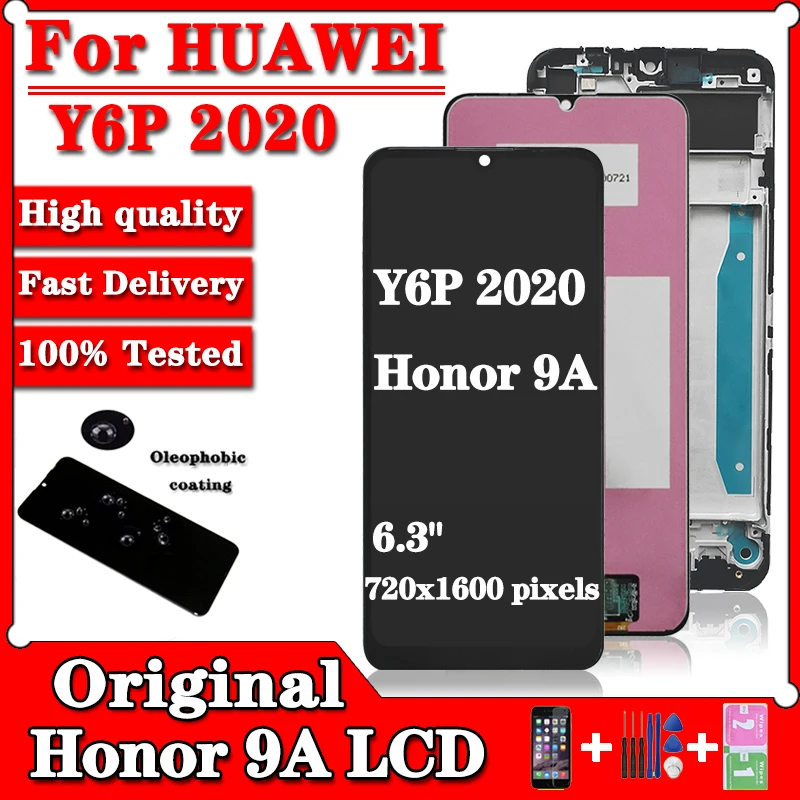 

Original 6.3 For Huawei Y6P/Enjoy 10E LCD MED-LX9 X9N AL00 AL20 TL00 Display Screen Digitizer Replacement For Honor 9A MOA-LX9N