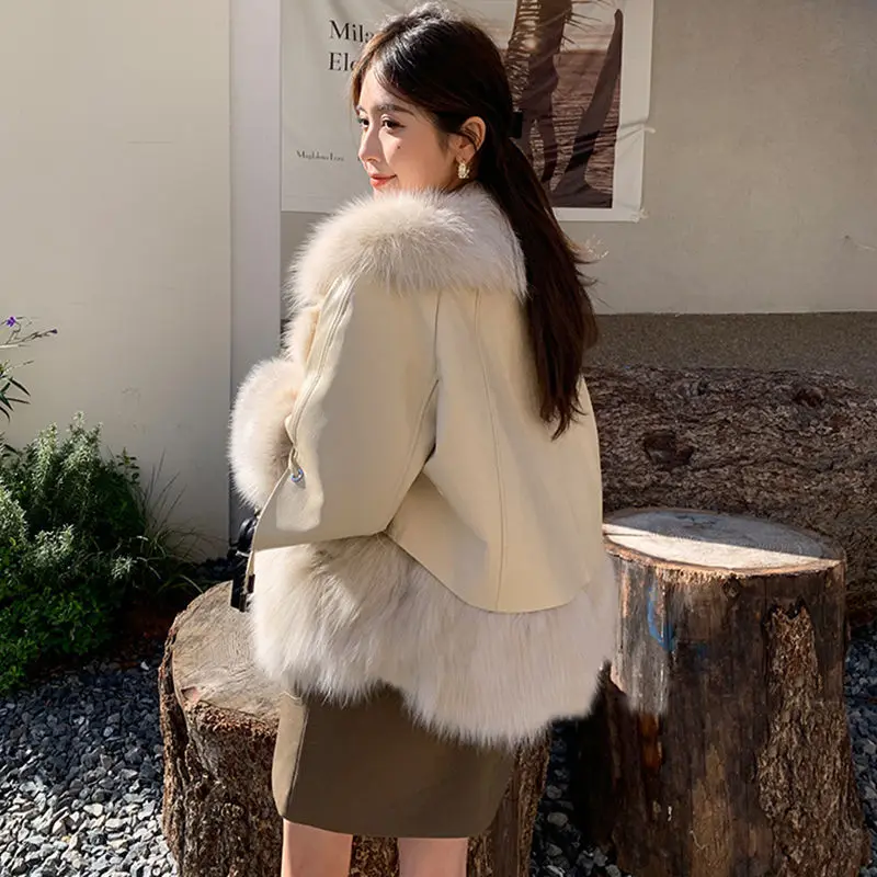 New Fashion Trend Solid Color Imitation Fox Fur Coat Women Plush Thickened 2023 Winter Fox Fur Coat Women's Clothing Coat