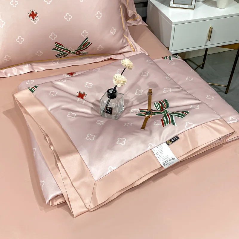 

Summer Cool Quilt Four-piece Summer Tencel Washable Summer Quilt Ice Silk Air-conditioning Quilt Single Double Thin Quilt