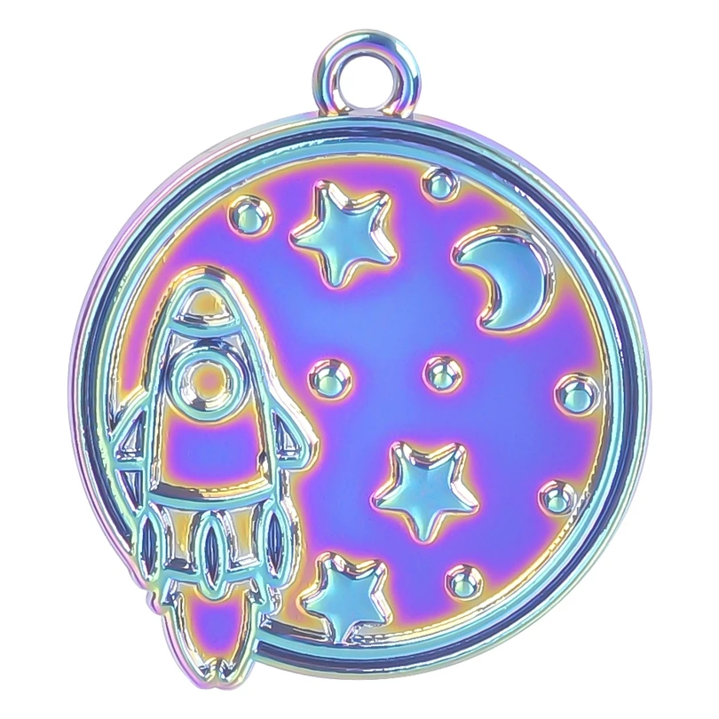

10PCS Cartoon Rocket Space Alloy Plating Rainbow Charms Pendants DIY Craft Necklace Earrings Jewelry Accessories Bulk For Kids