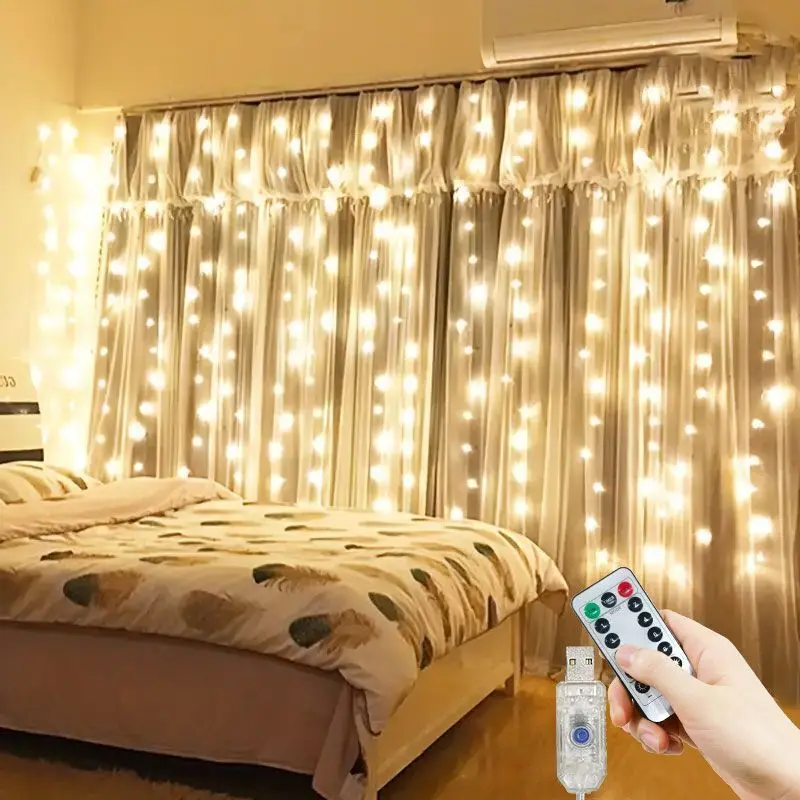 

TOXNOH Светодиодная гирлянда-занавеска USB тёплый белый