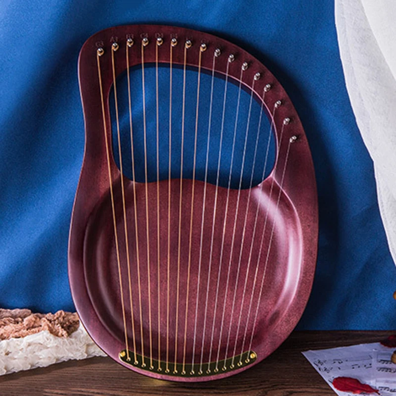 Enlarge Design Portable Lyre Harp 16 String Miniature Music Tool Special Authentic Kid Wood Harp Instrument Musikinstrumente Music Gift