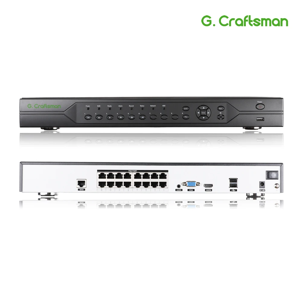 Pаспродажа Сетевой видеорегистратор XMeye 16 каналов 4K POE NVR H.265 + сетевой видеорегистратор Onvif 2 HDD 24/7 записывающая IP камера Onvif P2P система