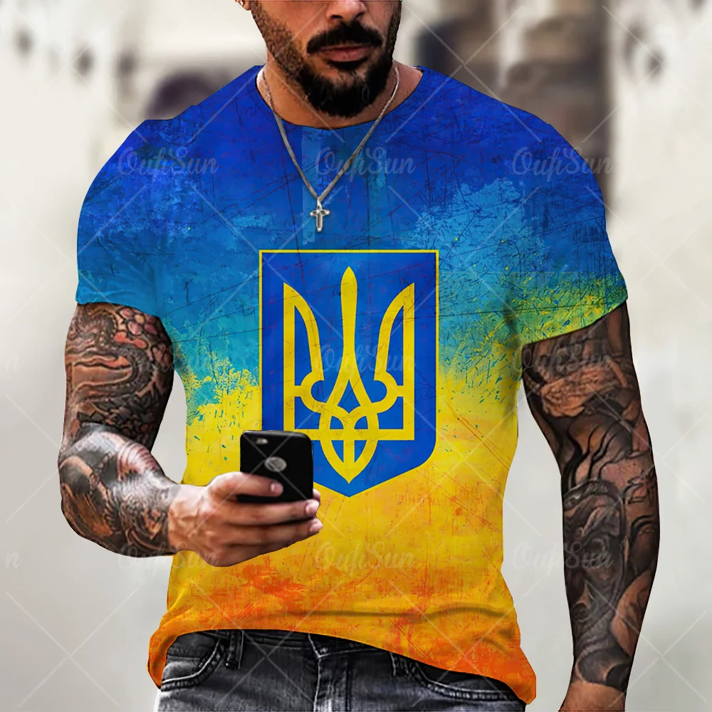 

Flag Ukraine T-shirts Men 3d Print Short Sleeve Harajuku Stranger Things Summer Top Oversized Shirts for Men Ukrainian Symbols