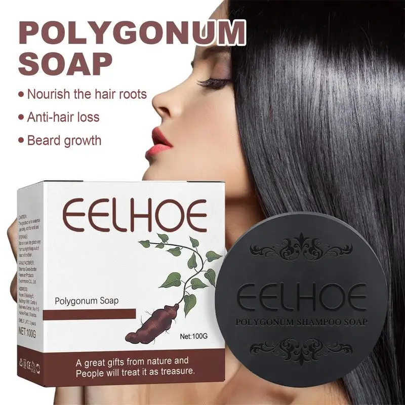 

Sdotter 100g Herbal Hair Growth Anti Hair Loss Moisturizing Volumizing Shampoo Soap Organic Polygonum Hair Darkening Soap Bar