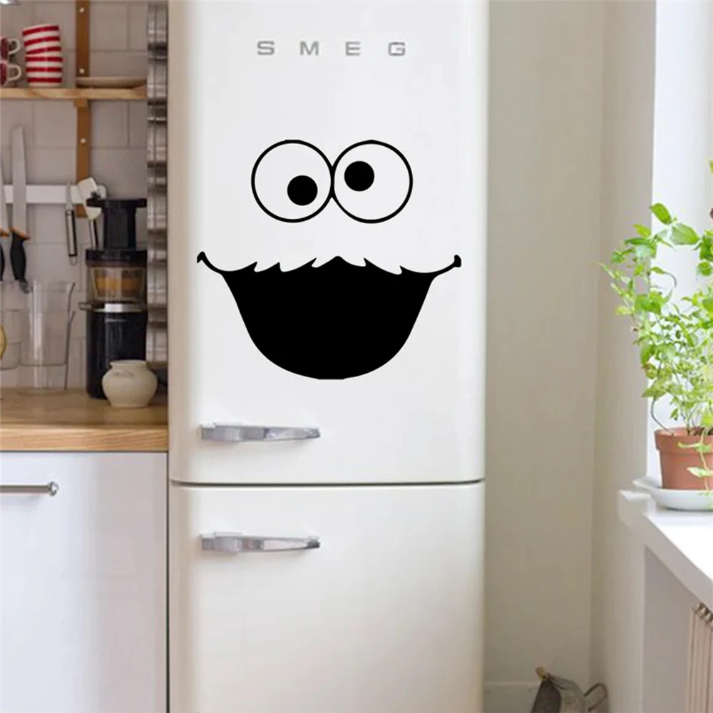 

Funny Face Kitchen Fridge Door Stickers Crazy Face Home Decor Decals Removable Vinyl Cute Adhesive Murals Wallpaper HJ1690