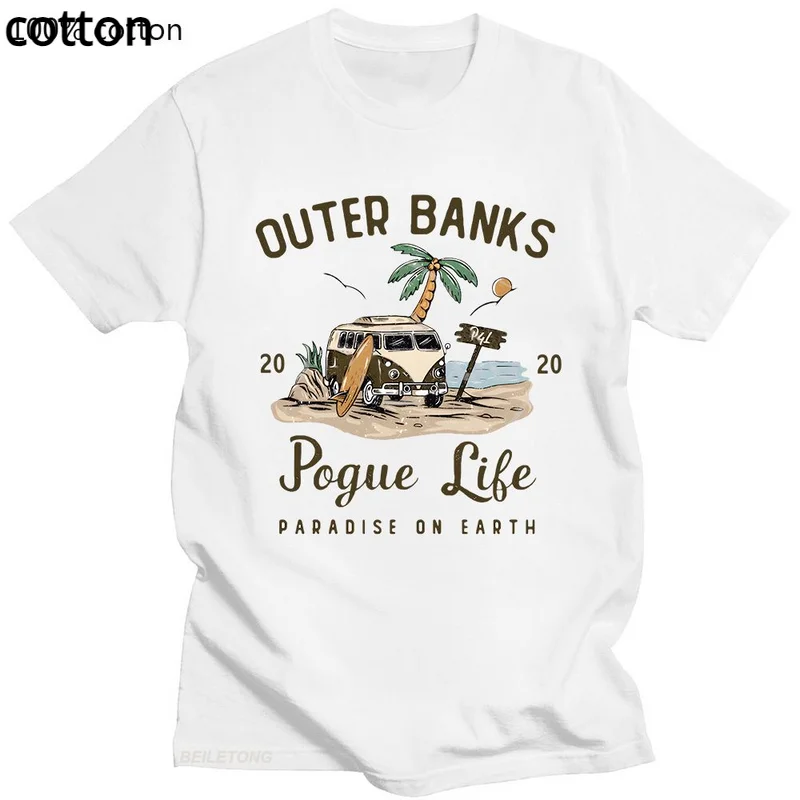 

Pogue Life Paradise on Earth Shirt Outer Banks OBX T-Shirt Women Summer T Shirts Harajuku Funny Graphic Tshirt Cotton Tops Tees