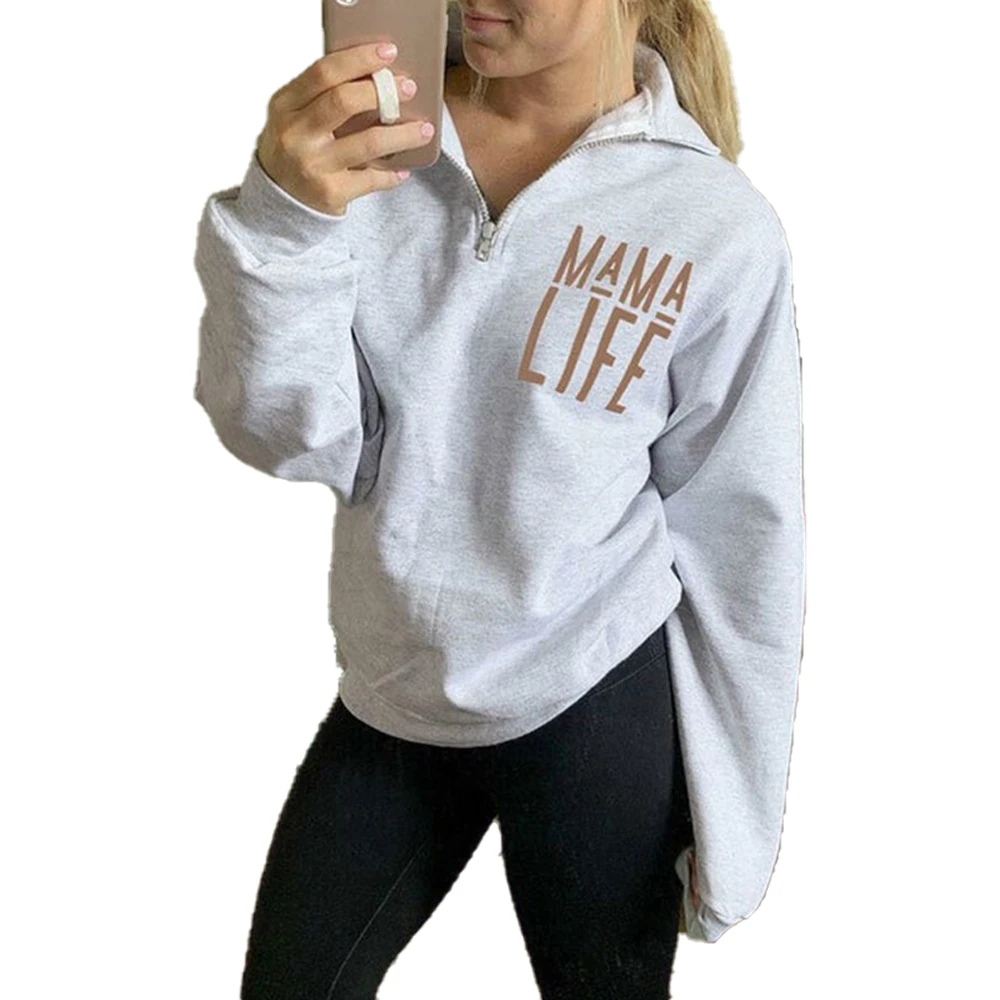 Женские толстовки с капюшоном на молнии буквенным принтом повседневный