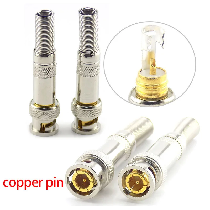 

5pcs BNC Male Solder Copper Pin BNC Connector for Security Cctv Camera System w1