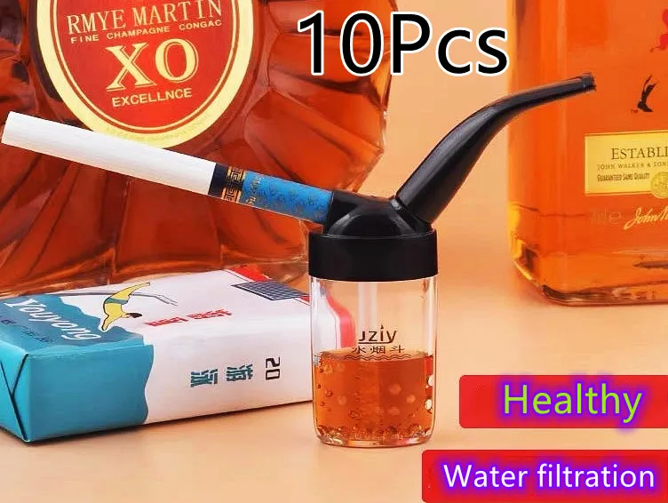 

10PCS/lot Hookah Shisha Portable Tobacco Smoking Pipe Men Gift Mini Bottle Water Cigarette Filter for Health Smoking Accessories