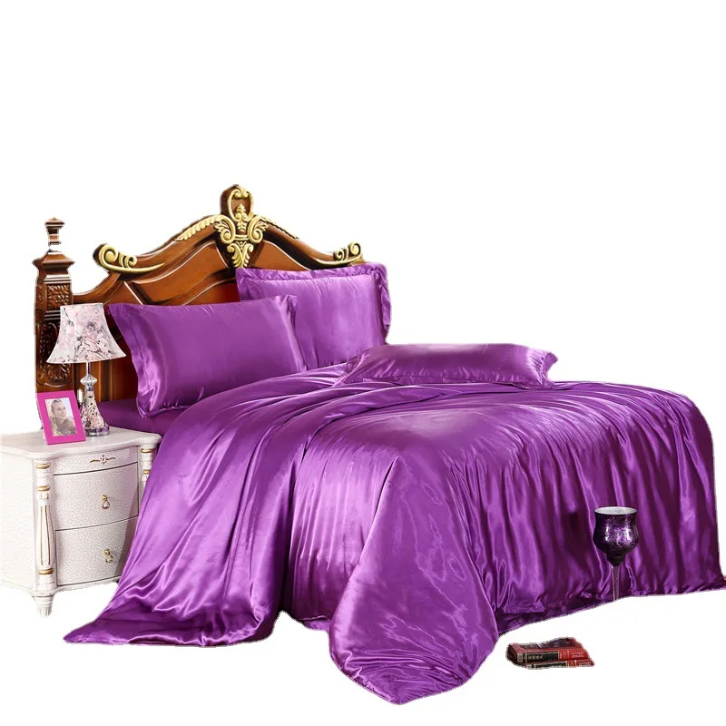 

Bedding Set Solid Color Luxury Bedding Kit Rayon Satin Duvet Cover Set Twin Queen King Size Bed Set 2pcs/3pcs/4pcs