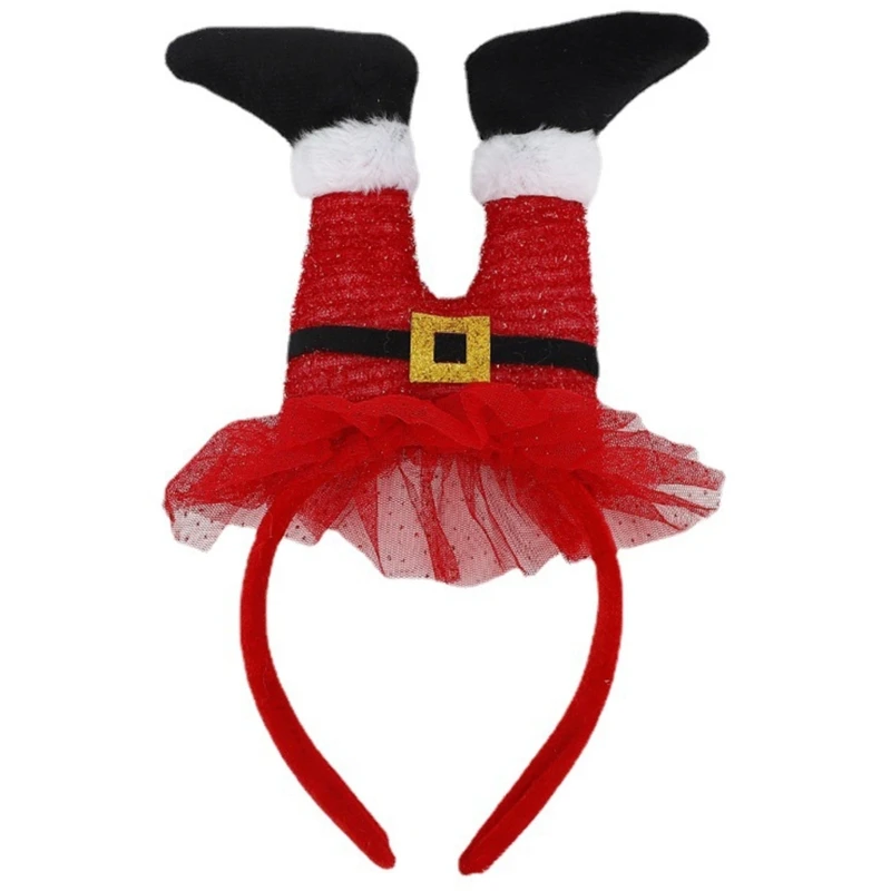 

E9LC Christmas Led Light Headbands Santa Claus Leg Headband Kids Adult Headwear
