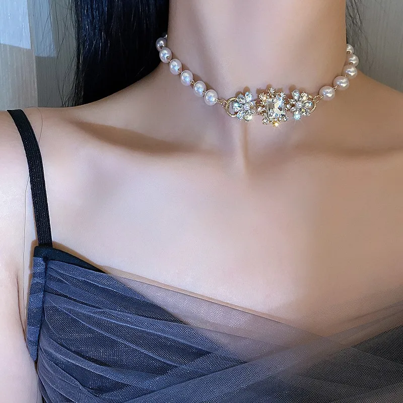 

2022 South Korea Fashionable New Ms Pearl Necklace Set Auger Flower, Personality, Temperament Elegant Luxury Elegant Jewelry