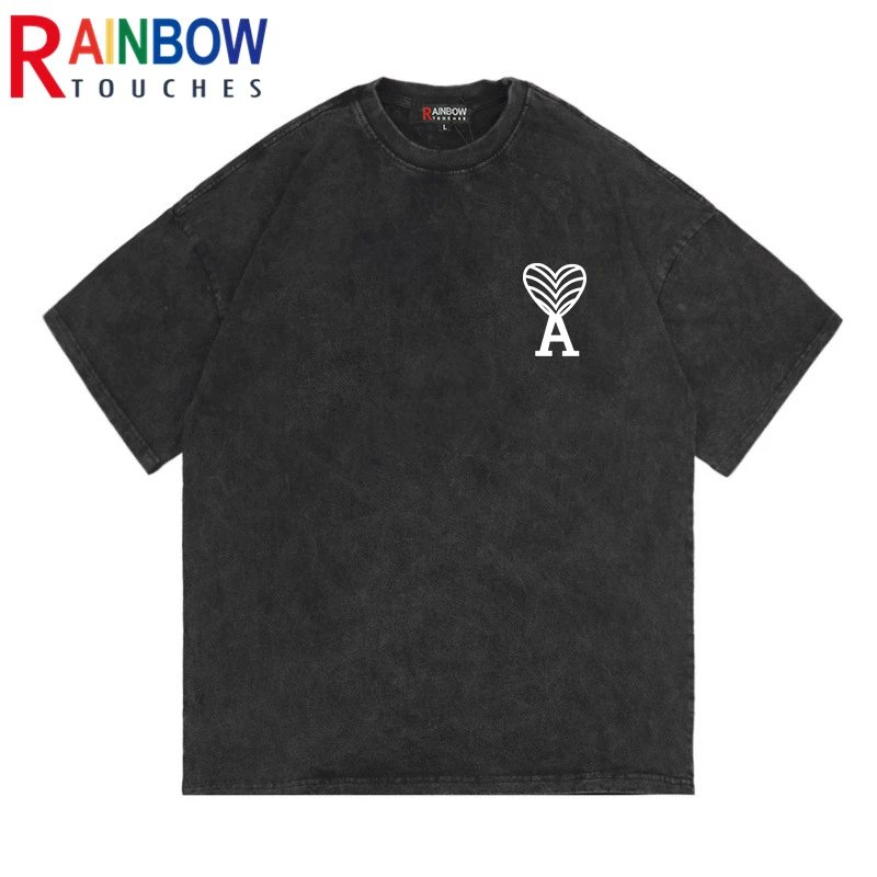

Rainbowtouches 2022 Brand Vintage Mens T-Shirt High Street Tidal Current Love Patter Men T Shirts Men And Women Original T Shirt