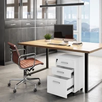 Rolling File Cabinet with Lock 3 Drawer Vertical File Cabinet Under Desk Office Filing Cabinet for Letter/Legal Size Documents