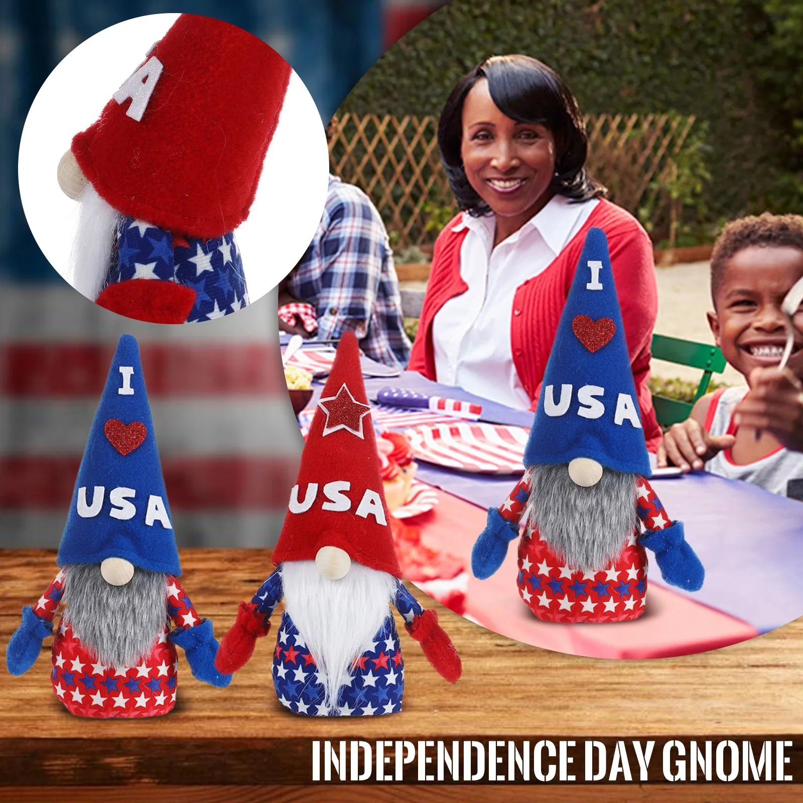 

Doll Pentagrams Ornament Gnome Independence Decoration Day Home Doll Striped Desktop Ornament