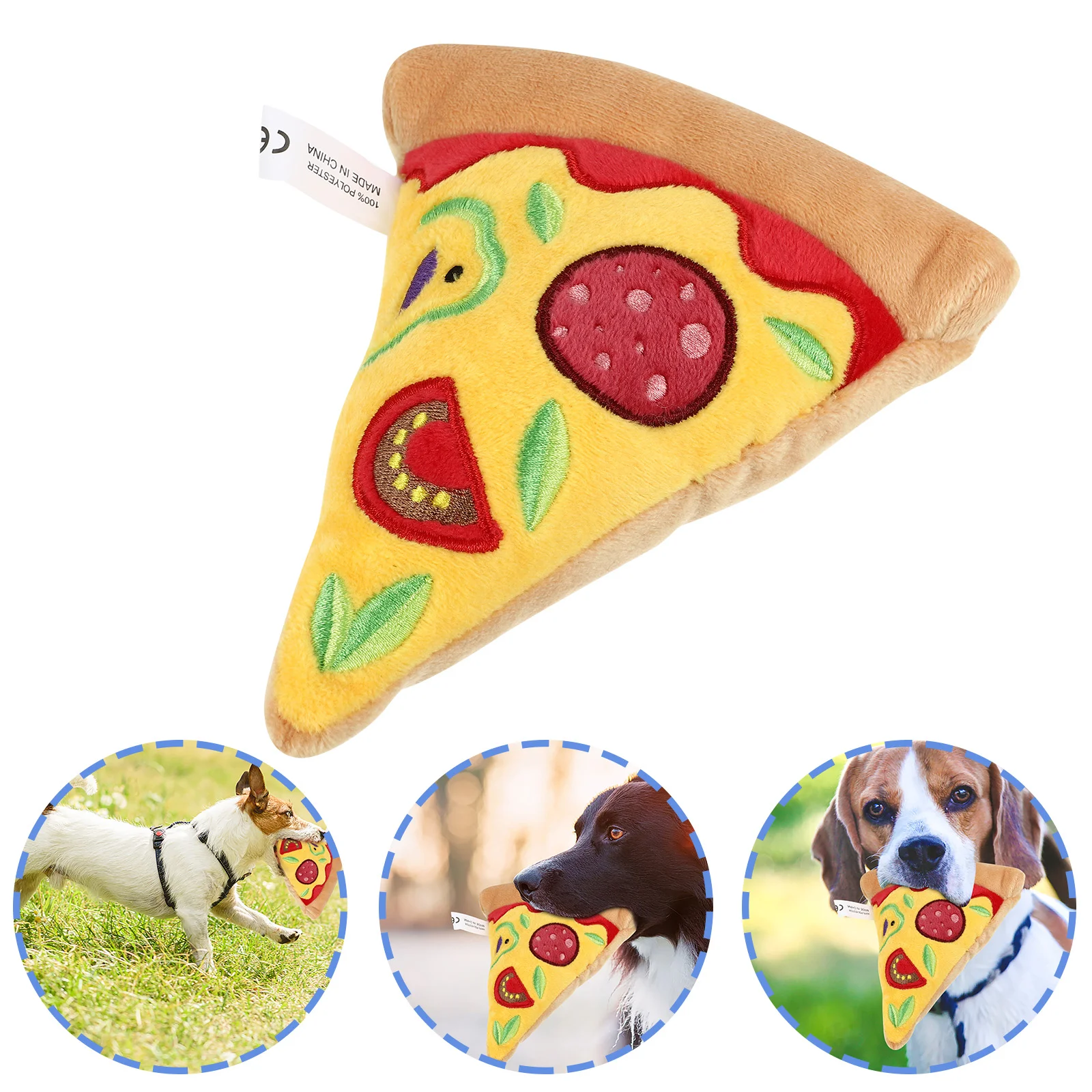 

Toy Dog Toys Puppy Pet Pizza Plush Funny Squeaky Teething Chew Soft Slice Activity Molar Cotton Aggressive Dogs Tearing Stuffed