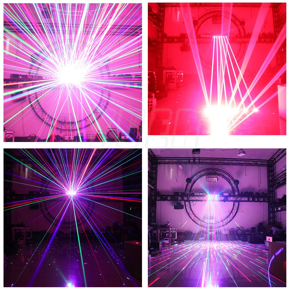 YUER 6Eye красный лазер + RGB звездное небо эффект бар сценический светильник с
