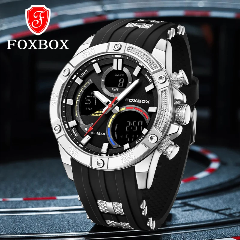 Часы наручные FOXBOX Мужские кварцевые брендовые Роскошные водонепроницаемые