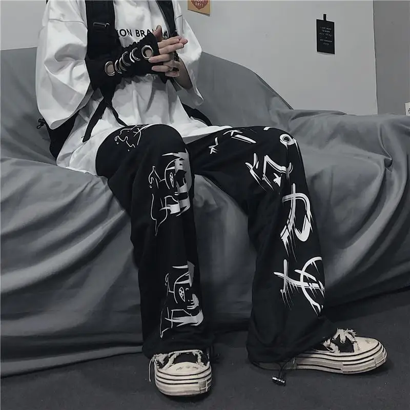 

Y2K Men's Causal Pants 2022 Black Hip Hop Male Joggers Trousers Fashion Streetwear Pants japanese streetwear pants harajuku