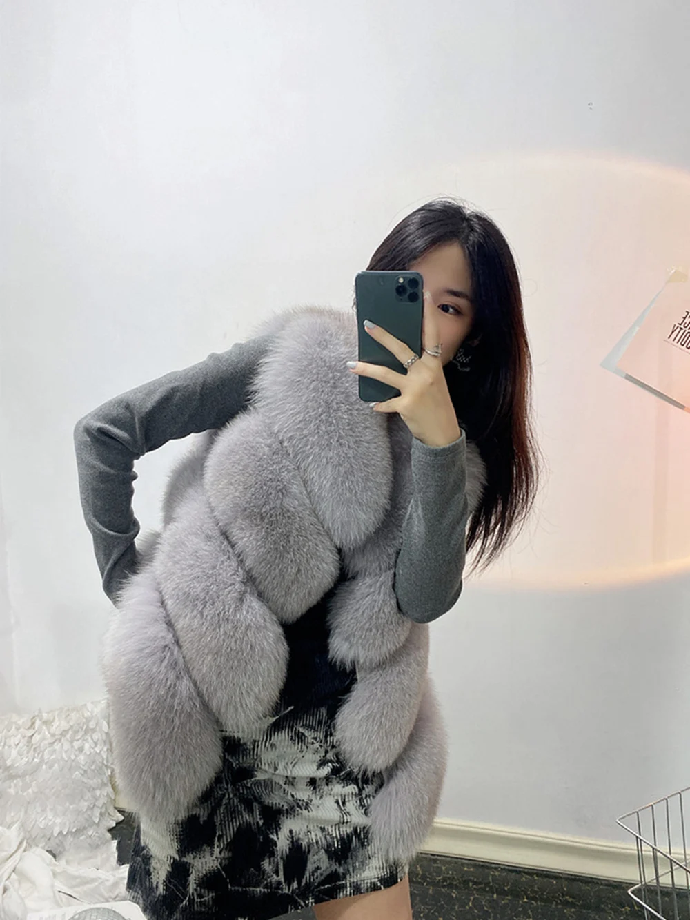 Женский короткий жилет из натурального Лисьего меха