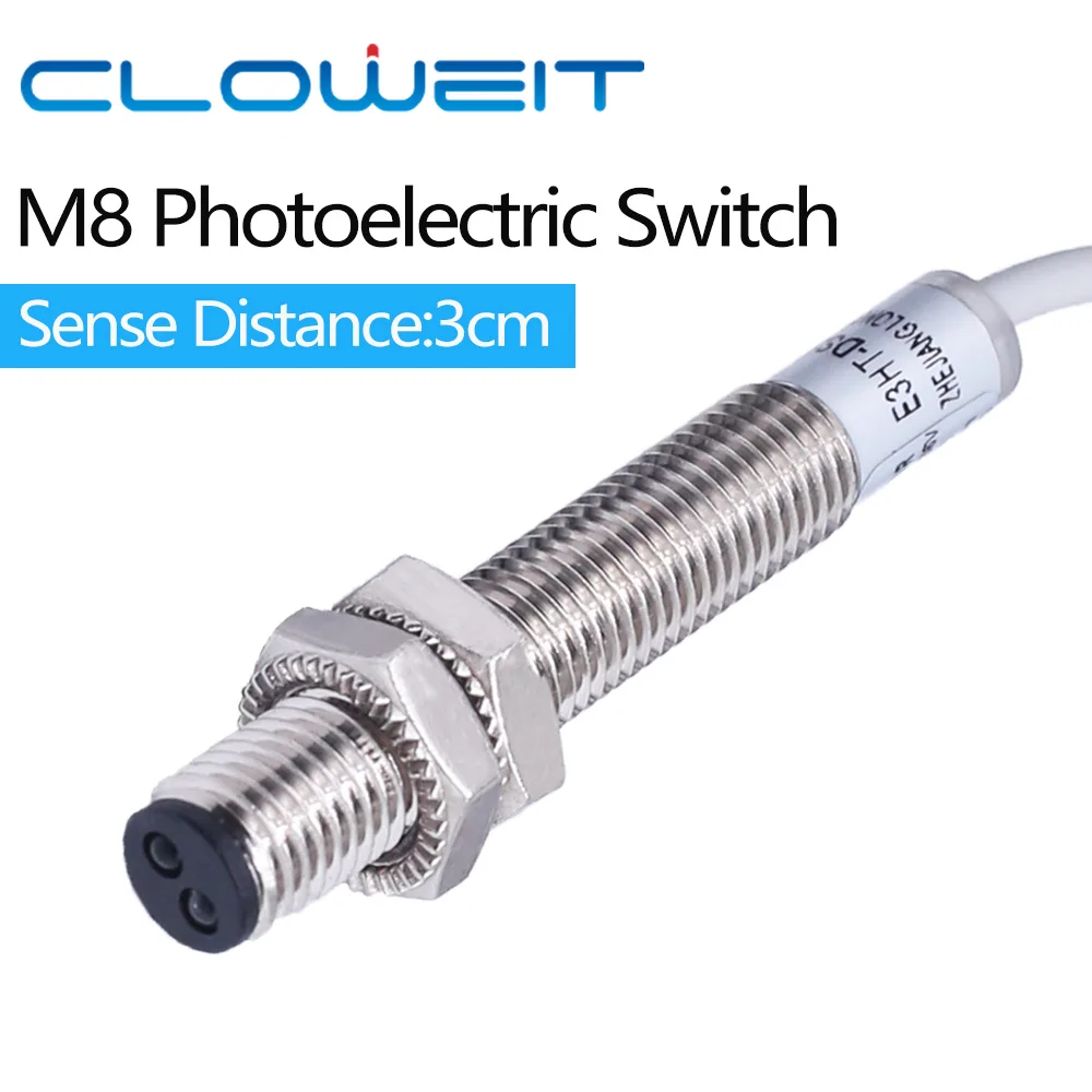 

Инфракрасный фотоэлектрический датчик cloicht IP65 M8, водонепроницаемый, дистанция 3 см, диффузный сенсор, Выход NPN PNP, оптические переключатели