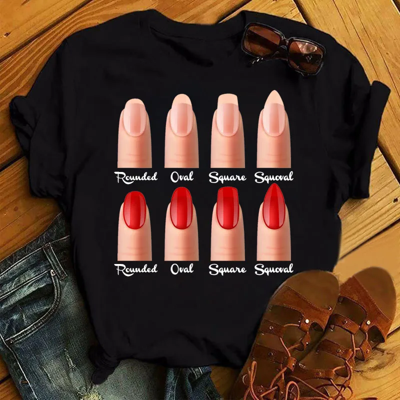 

Nail Art Printing T Shirt Women Fashion T Shirt Summer Female Short Sleeve Tops Ladies Cute Graphic Harajuku Tee Shirts Clothing