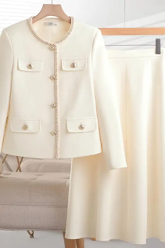 2024 светская классическая стильная куртка с круглым вырезом женская осенняя