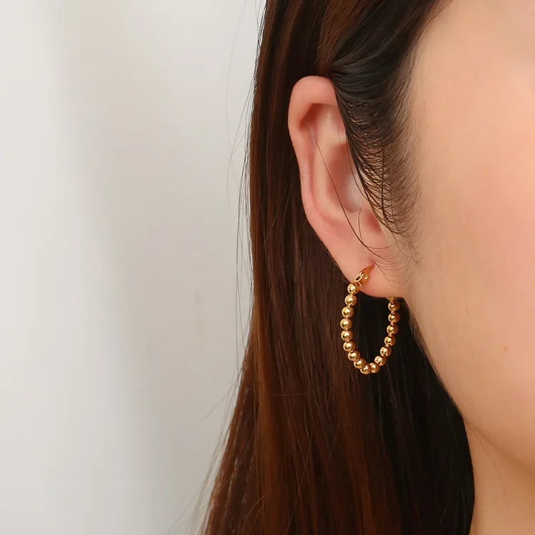 Flyfyp Позолоченные шикарные водонепроницаемые серьги-кольца из нержавеющей стали