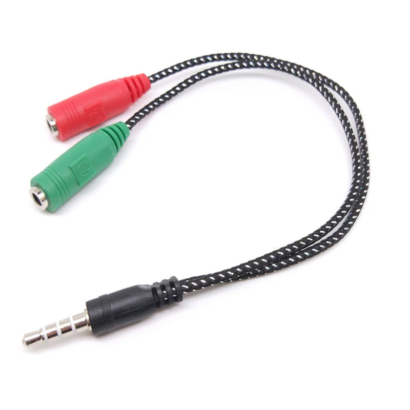 

2 In 1 Audio Cable Adapter Splitter 3.5mm Audio Earphone Headphone To 2 Female Jack Headset Mic Audio Cable For PC Computer
