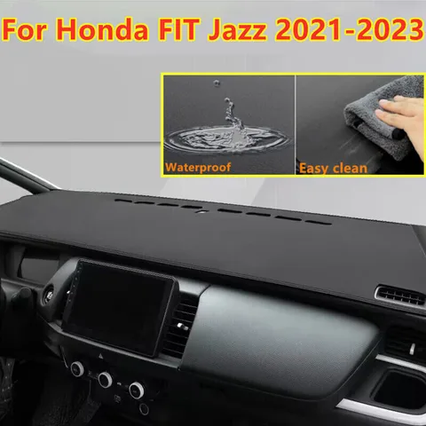 Чехол для приборной панели из искусственной кожи, нескользящий коврик для приборной панели, накладка, коврик для приборной панели для Honda FIT Jazz 2009-2023