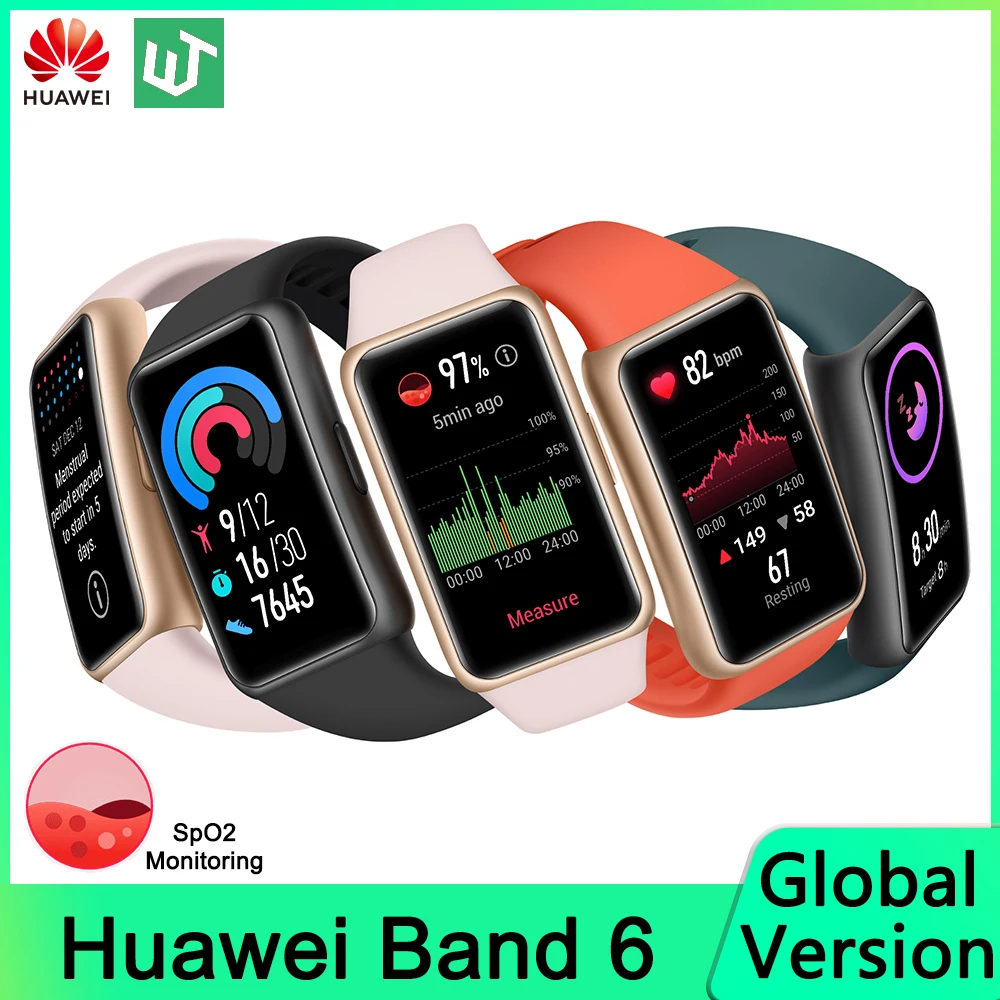 

Huawei Band 6 Smartband 1.47'' AMOLED Heart Rate Sleep Monitoring Wristband SpO2 Smart Bracelet Blood Oxygen 2-Week Battery Life