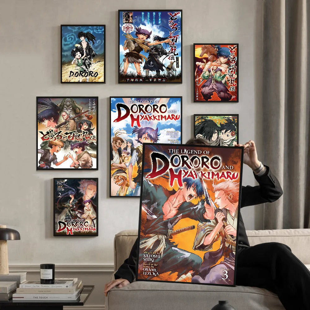 Anime Dororo Self-adhesive Art Poster Fancy Wall Sticker For Living Room Bar Decoration Vintage Decorative Painting