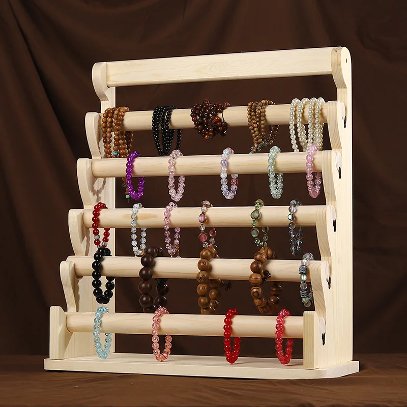 Solid Wood Jewelry Display Rack Stand Earrings Holder for Stud Earring Pendants Bracelets Rings Jewelry Organizer Showcase Shelf