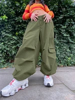 personality streetwear joggers baggy trousers loose wide leg women punk sweatpants chic solid fashion vintage pants casual y2k